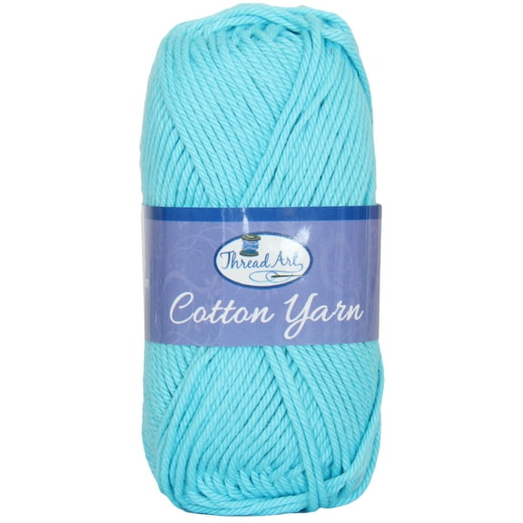 Threadart 100% Pure Cotton Crochet Yarn | 50 gram Skeins | Worsted Medium #4 Yarn | 85 yds per Skein | 30 Colors Available | Aqua #3545