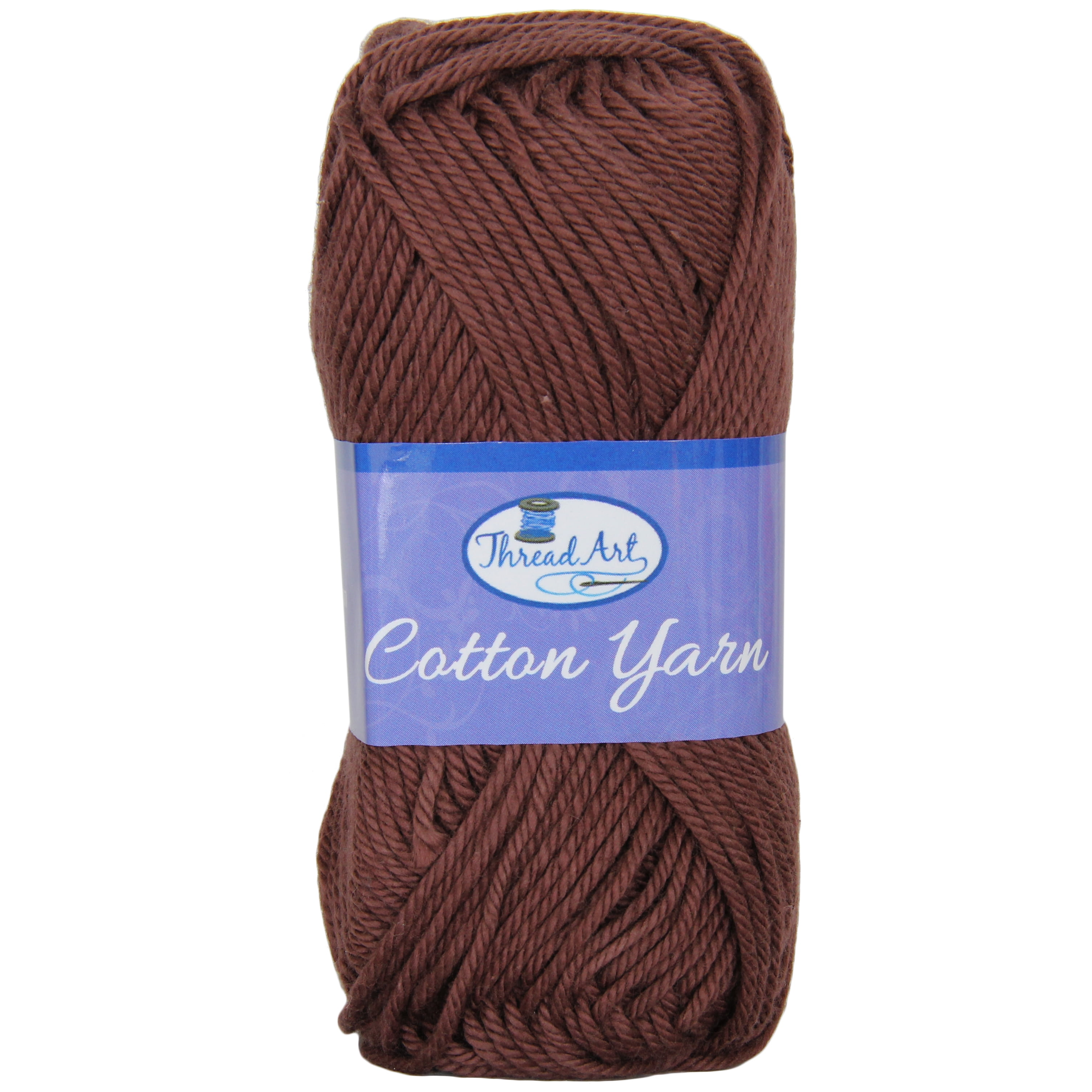 Threadart 100% Pure Cotton Crochet Yarn | 50 gram Skeins | Worsted Medium #4 Yarn | 85 yds per Skein | 30 Colors Available | Brown #3528