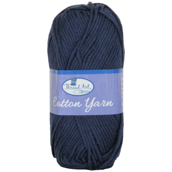Threadart 100% Pure Cotton Crochet Yarn | 50 gram Skeins | Worsted Medium #4 Yarn | 85 yds per Skein | 30 Colors Available | Navy #3550
