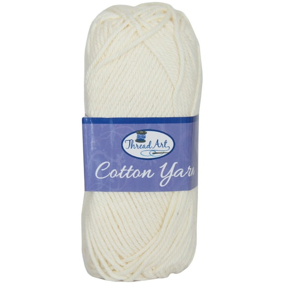 Threadart 100% Pure Cotton Crochet Yarn | 50 gram Skeins | Worsted Medium #4 Yarn | 85 yds per Skein | 30 Colors Available | Off White #3503