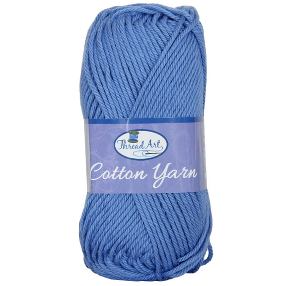 Threadart 100% Pure Cotton Crochet Yarn | 50 gram Skeins | Worsted Medium #4 Yarn | 85 yds per Skein | 30 Colors Available | Periwinkle #3548