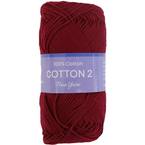 Threadart 100% Pure Cotton Crochet Yarn Size 2 | 50 gram Skeins |165 yds per Skein | Fine #2 | Burgundy | Color 3559