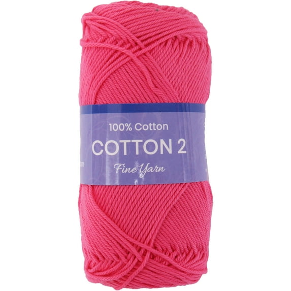 Threadart 100% Pure Cotton Crochet Yarn Size 2 | 50 gram Skeins |165 yds per Skein | Fine #2 | Hot Pink | Color 3518