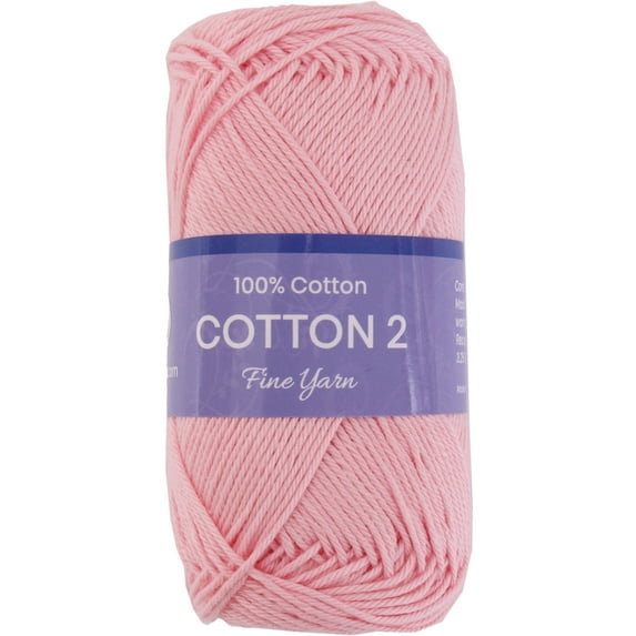 Threadart 100% Pure Cotton Crochet Yarn Size 2 | 50 gram Skeins |165 yds per Skein | Fine #2 | Lt. Pink | Color 3515