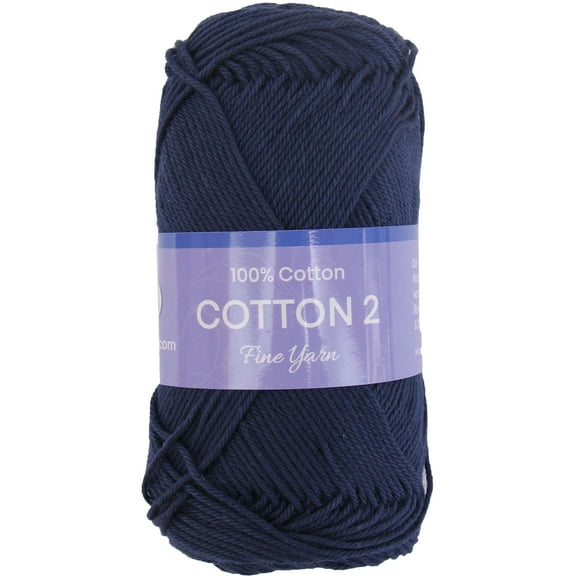 Threadart 100% Pure Cotton Crochet Yarn Size 2 | 50 gram Skeins |165 yds per Skein | Fine #2 | Navy | Color 3550