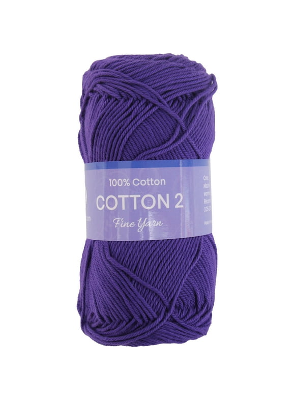Threadart 100% Pure Cotton Crochet Yarn Size 2 | Purple | 50 gram Skeins | Fine #2 Yarn | 165 yds per Skein