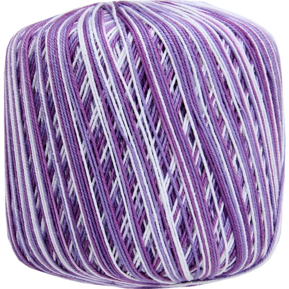 Threadart 100% Pure Cotton Multicolor Crochet Thread - Size 10 - Color 48 - Variegated Violets