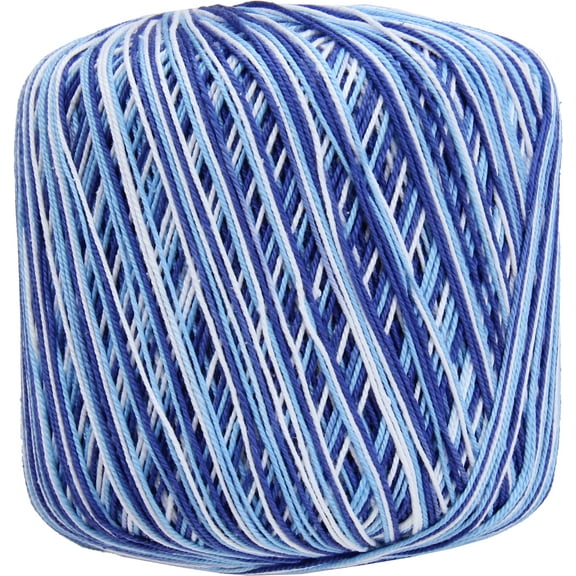 Threadart 100% Pure Cotton Multicolor Crochet Thread - Size 10 - Color 49 - Variegated Denim Blues