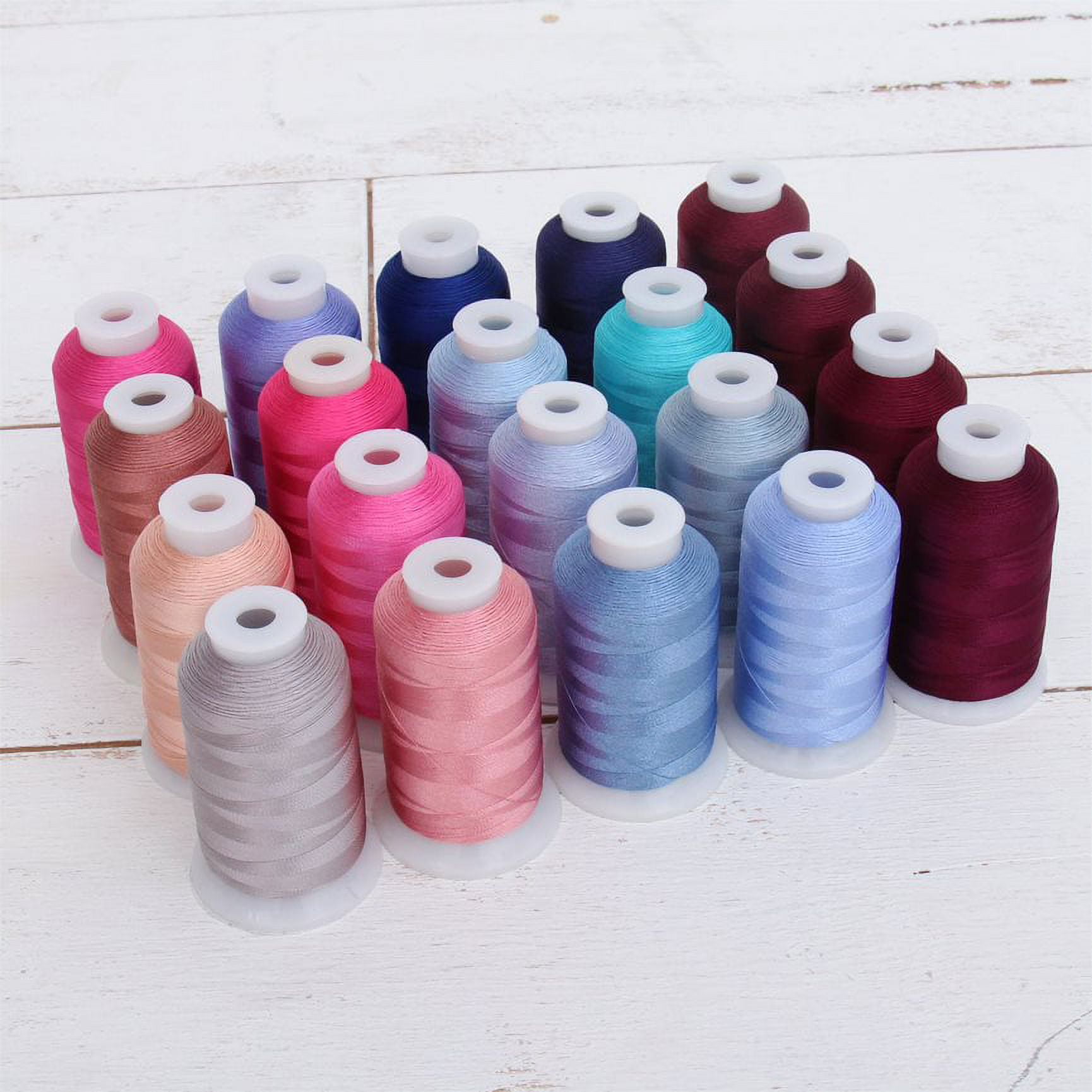 Threadart 20 Spool Polyester Embroidery Machine Thread Pink/Blue Colors | 1000M Spools 40wt | For Brother Babylock Janome Singer Pfaff Husqvarna Bernina Machines - 10 Sets Available