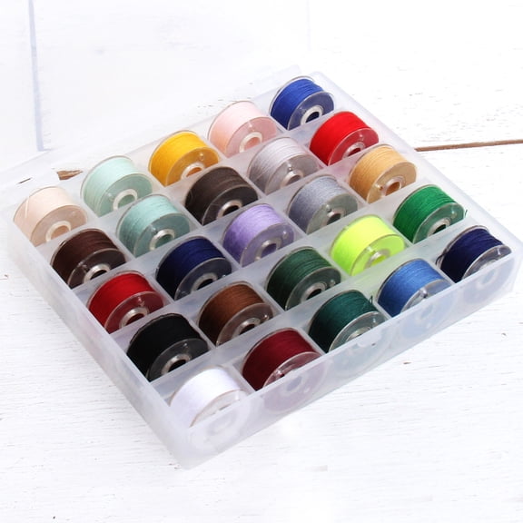 Threadart 25 pcs Prewound Sewing Thread Bobbins | 50/3 Spun Polyester Size A Plastic Sided | Ideal for General Sewing and Quilting DIY Sewing Thread | 25 Popular Colors