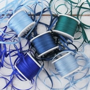Threadart 2mm Silk Ribbon Set - Blue Shades - Five Spool Collection - 100% Pure Silk Ribbon - 10m 11yd Spools - 55 Yards of Ribbon