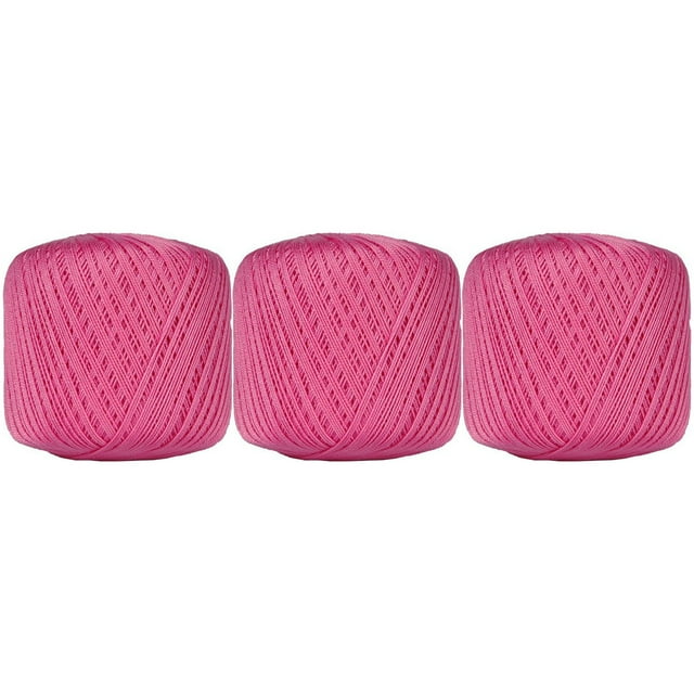 3 Ball Pack Threadart 100% Pure Cotton Crochet Thread - HOT PINK - For tablecloths, bedspreads, and fashion accessories. 100% mercerized cotton - Size 10 - Color 35