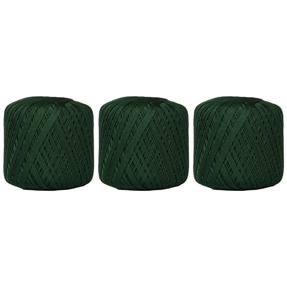 3 Ball Pack Threadart 100% Pure Cotton Crochet Thread - HOLLY GREEN - For tablecloths, bedspreads, and fashion accessories. 100% mercerized cotton - Size 10 - Color 39