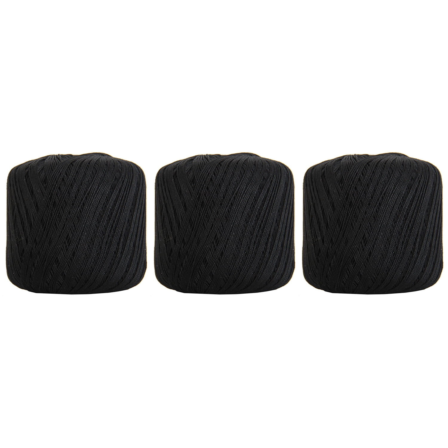 3 Ball Pack Threadart 100% Pure Cotton Crochet Thread - BLACK - For tablecloths, bedspreads, and fashion accessories. 100% mercerized cotton - Size 3 - Color 13