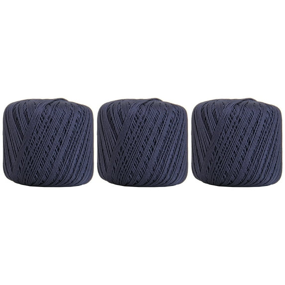 3 Ball Pack Threadart 100% Pure Cotton Crochet Thread - NAVY - For tablecloths, bedspreads, and fashion accessories. 100% mercerized cotton - Size 3 - Color 38
