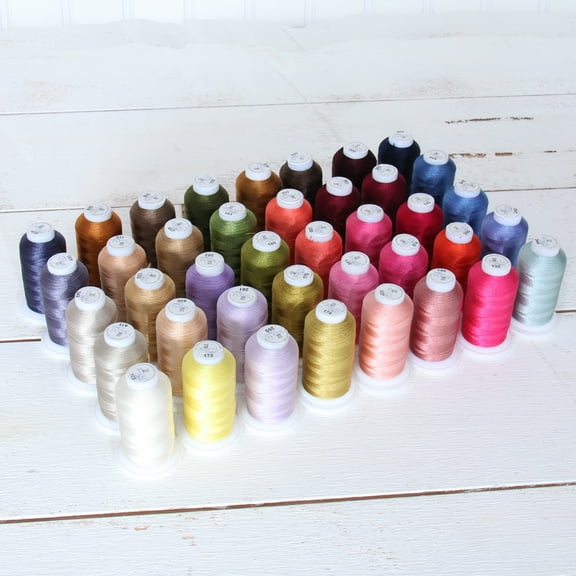Threadart 40 Spool Polyester Embroidery Machine Thread Set Brilliant Colors | 500M Spools 40wt | For Brother Babylock Janome Singer Pfaff Husqvarna Bernina Machines - 4 Sets Available