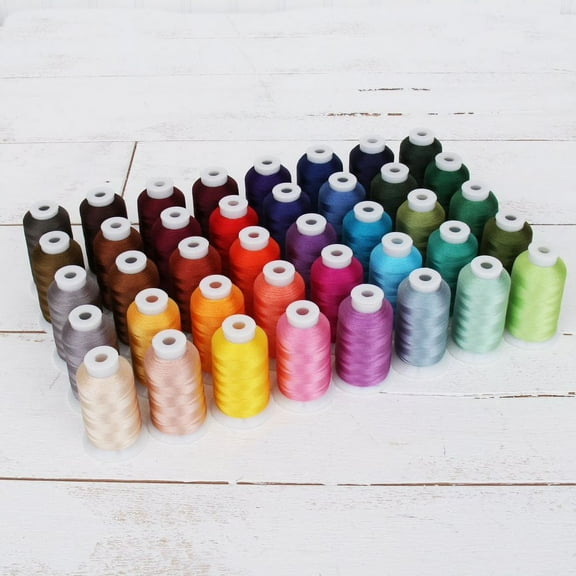 Threadart 40 Spool Polyester Embroidery Machine Thread Set Jewel Colors | 1000M Spools 40wt | For Brother Babylock Janome Singer Pfaff Husqvarna Bernina Machines - 4 Sets Available