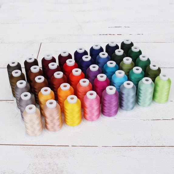 Threadart 40 Spool Polyester Embroidery Machine Thread Set Jewel Colors | 1000M Spools 40wt | For Brother Babylock Janome Singer Pfaff Husqvarna Bernina Machines - 4 Sets Available