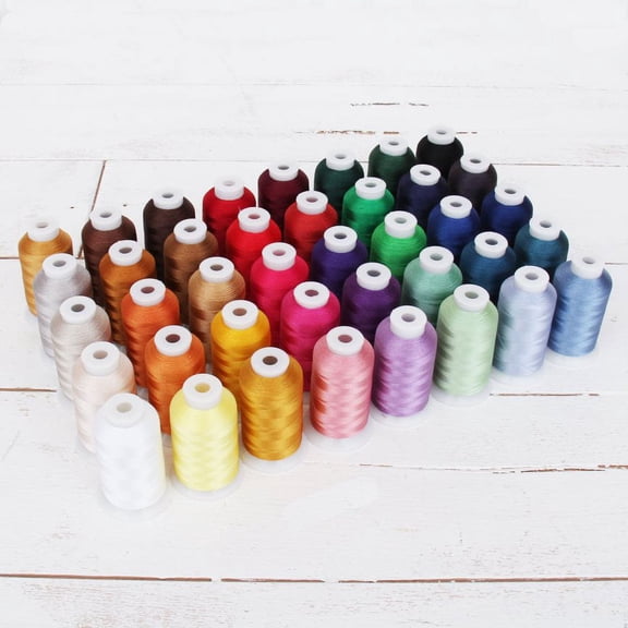 Threadart 40 Spool Polyester Embroidery Machine Thread Set Vibrant Colors | 1000M Spools 40wt | For Brother Babylock Janome Singer Pfaff Husqvarna Bernina Machines - 4 Sets Available