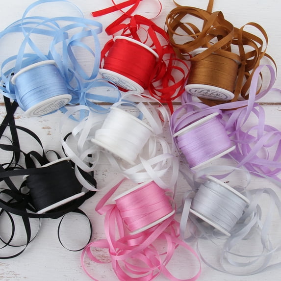 Threadart 4mm Silk Ribbon Set - Essential Colors - Eight Spool Collection - 100% Pure Silk Ribbon - 10m (11yd) Spools - 88 Yards of Ribbon