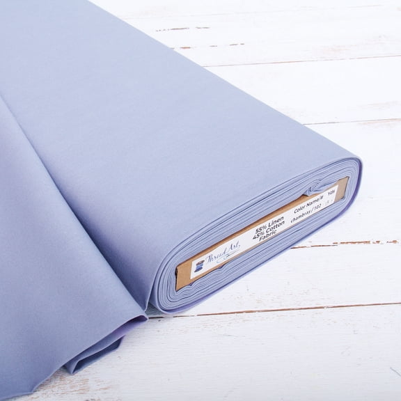 Threadart 55" Cotton Embroidery Linen Fabric, Chambray