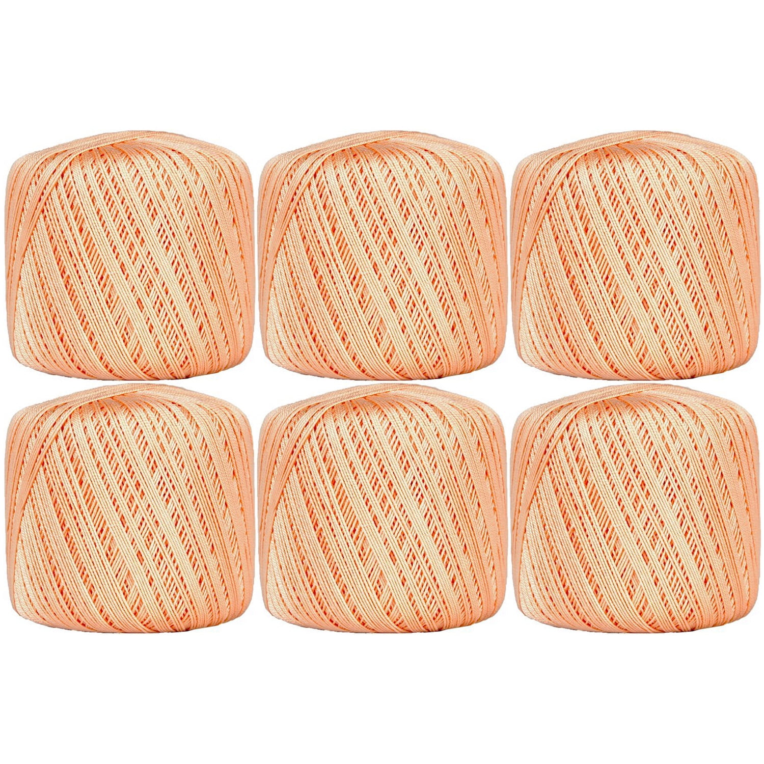 6 Ball Pack Threadart 100% Pure Cotton Crochet Thread - APRICOT - For tablecloths, bedspreads, and fashion accessories. 100% mercerized cotton - Size 10 - Color 17
