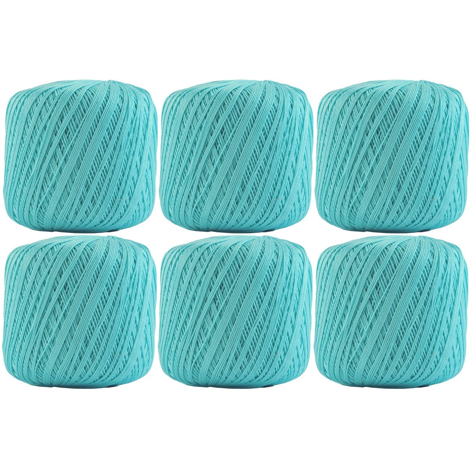 6 Ball Pack Threadart 100% Pure Cotton Crochet Thread - AQUA - For tablecloths, bedspreads, and fashion accessories. 100% mercerized cotton - Size 10 - Color 22