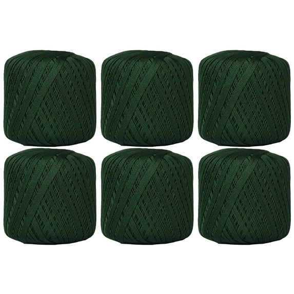 6 Ball Pack Threadart 100% Pure Cotton Crochet Thread - HOLLY GREEN - For tablecloths, bedspreads, and fashion accessories. 100% mercerized cotton - Size 10 - Color 39