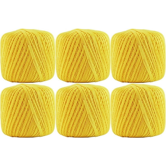 6 Ball Pack Threadart 100% Pure Cotton Crochet Thread - POLLEN GOLD - For tablecloths, bedspreads, and fashion accessories. 100% mercerized cotton - Size 10 - Color 40