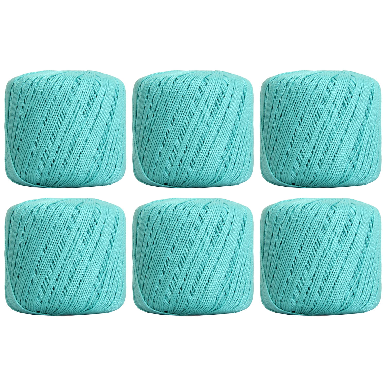 6 Ball Pack Threadart 100% Pure Cotton Crochet Thread - AQUA - For tablecloths, bedspreads, and fashion accessories. 100% mercerized cotton - Size 3 - Color 22
