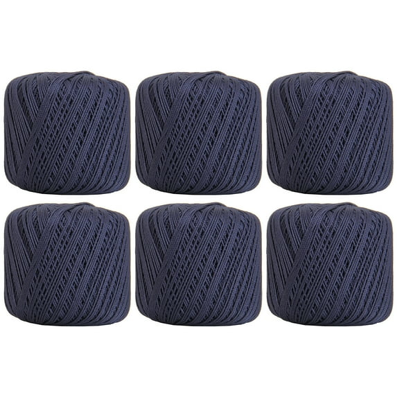 6 Ball Pack Threadart 100% Pure Cotton Crochet Thread - NAVY - For tablecloths, bedspreads, and fashion accessories. 100% mercerized cotton - Size 3 - Color 38