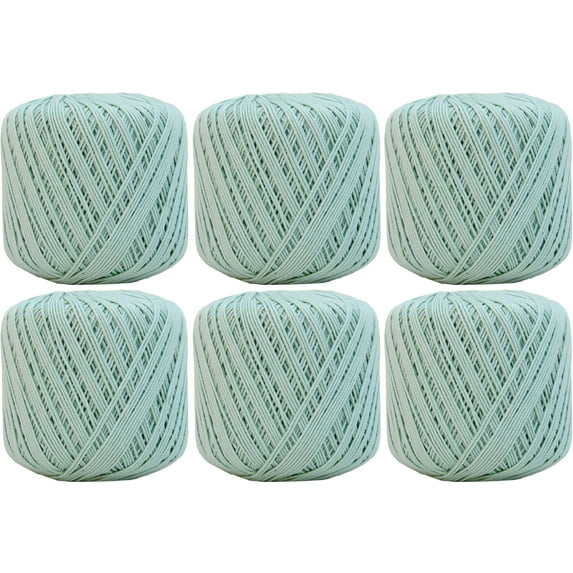6 Ball Pack Threadart 100% Pure Cotton Crochet Thread - SEA MIST - For tablecloths, bedspreads, and fashion accessories. 100% mercerized cotton - Size 3 - Color 8