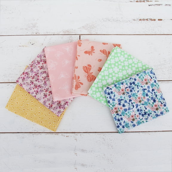 Threadart 6 Fat Quarters Fabric Bundles - Pastel Colors 100% Cotton - 100% Cotton Sewing and Quilting Fabric - Full Size Fat Quarters 18"x21"