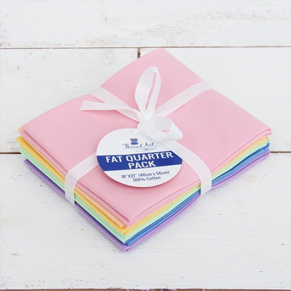 Threadart 6 Fat Quarters Fabric Bundles - Pastel Solids 100% Cotton - 100% Cotton Sewing and Quilting Fabric - Full Size Fat Quarters 18"x21"