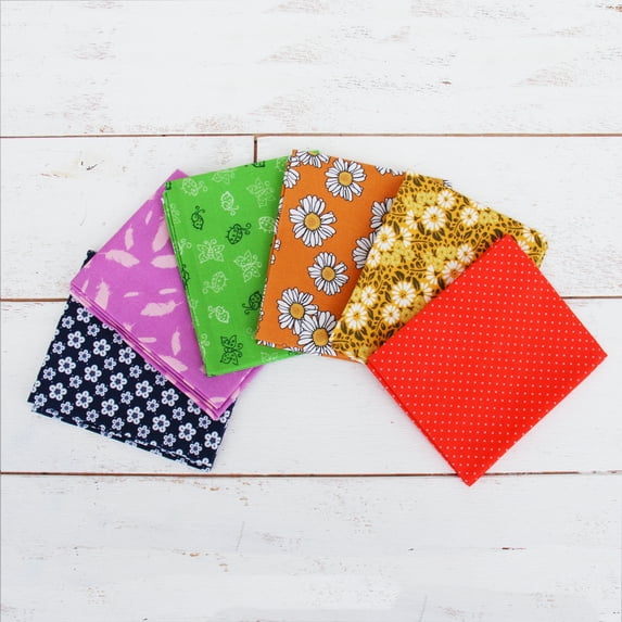 Threadart 6 Fat Quarters Fabric Bundles - Rainbow Colors 100% Cotton - 100% Cotton Sewing and Quilting Fabric - Full Size Fat Quarters 18"x21"