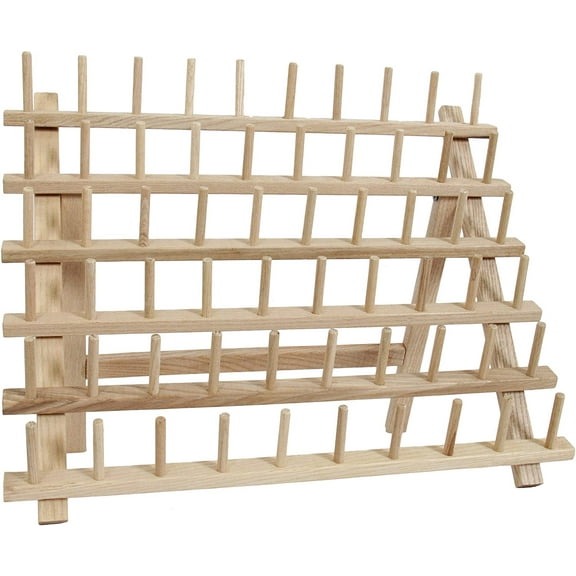 Threadart 60 Spool Cone Wood Thread Rack | Made of Hardwood, Sturdy, Freestanding or Wall Mount | 3 Sizes Available