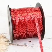 Threadart 6MM Sequin String - 80 Yard Roll - Red LZ - For Crafting, Decorating, Costumes, & More