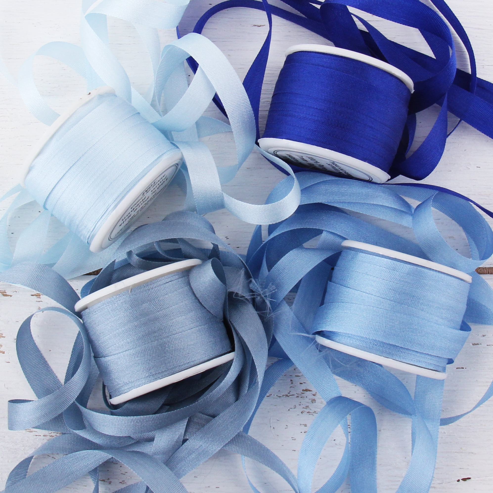 Threadart 7mm Silk Ribbon Set - Blue Shades - Four Spool Collection ...