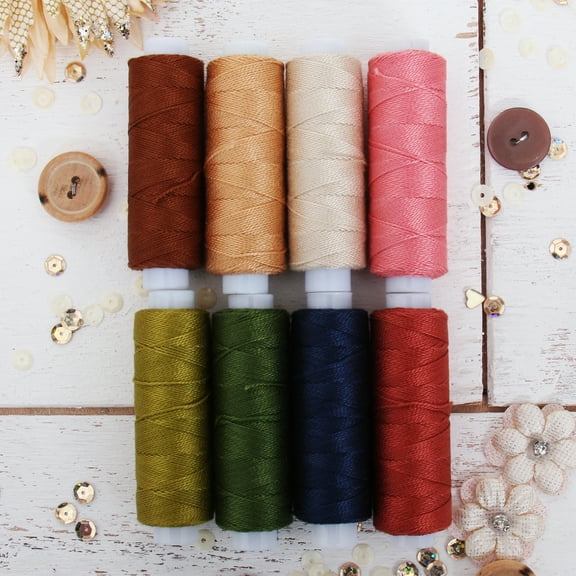 Threadart 8 Color Pearl Cotton Thread Set Fall Colors | 75yd Spools Size 8 | Perle Cotton for Friendship Bracelets, Crochet, Hardanger, Cross Stitch, Needlepoint, Hand Embroidery | 8 Fall Colors