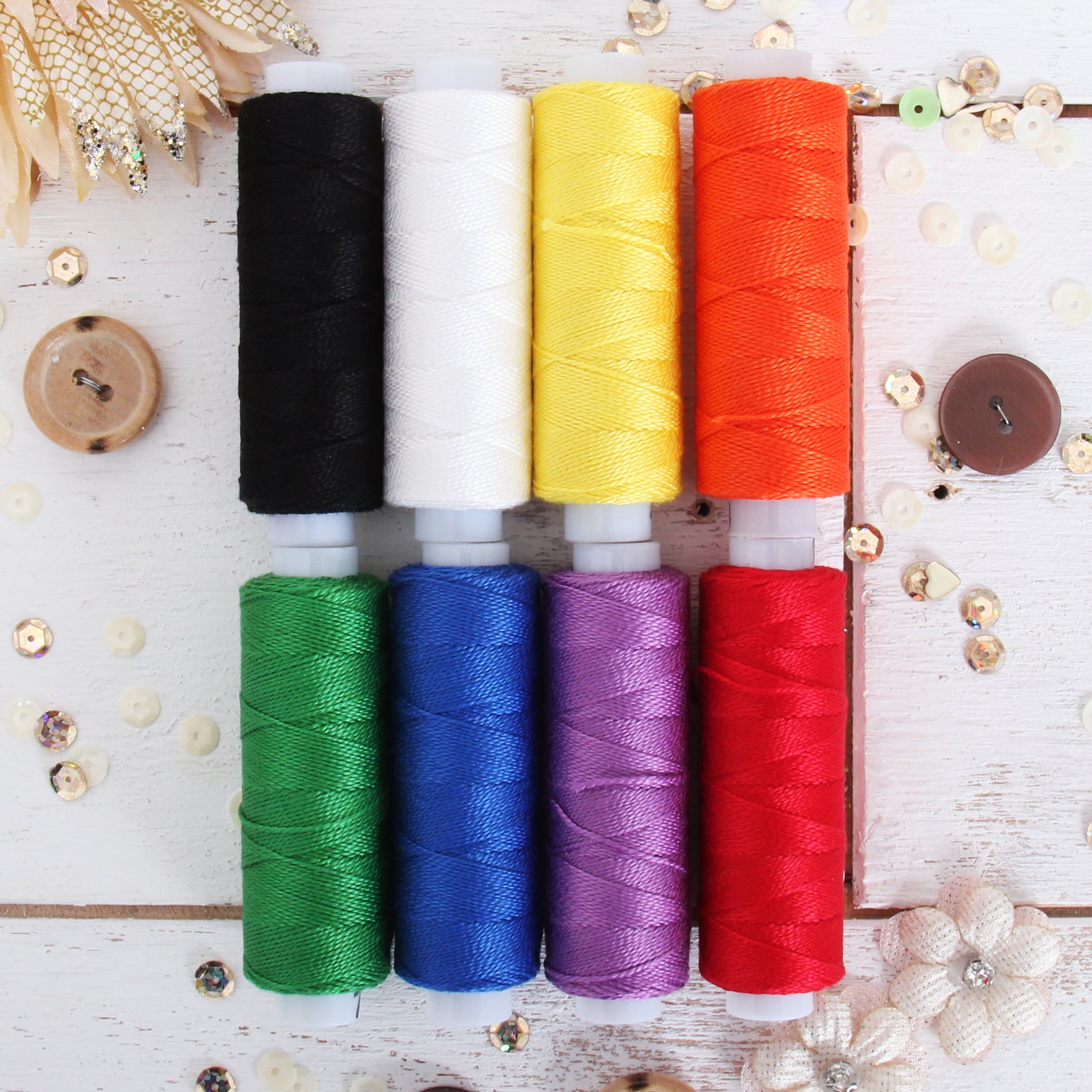 Threadart 8 Color Pearl Cotton Thread Set Rainbow Colors | 75yd Spools ...