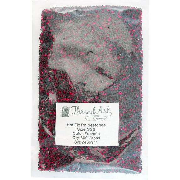 Threadart Bulk Hot Fix Rhinestones Fuchsia - SS6 (2mm) - 72000 stones - 500 Gross Bulk Pack - 11 Hotfix Colors and 3 Sizes Available