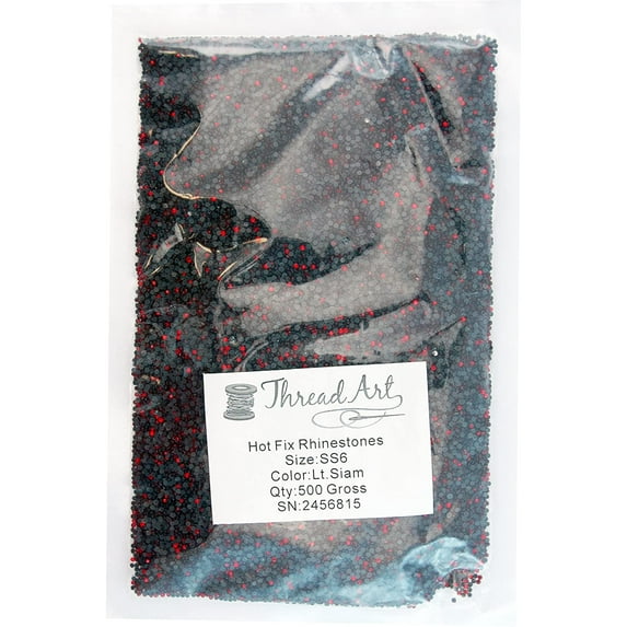 Threadart Bulk Hot Fix Rhinestones Lt Siam - SS6 (2mm) - 72000 stones - 500 Gross Bulk Pack - 11 Hotfix Colors and 3 Sizes Available