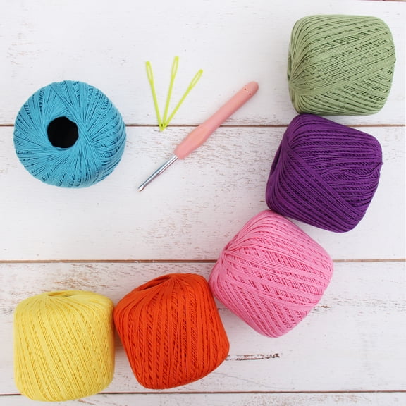Threadart Confetti Colors Crochet Thread, 175 yds Six 50g Balls 10 Cotton Yarn