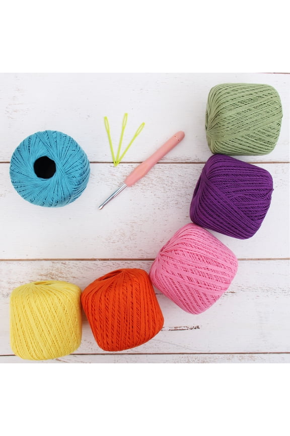 Confetti Colors Crochet Thread, 175 yds Six 50g Balls 10 Cotton Yarn