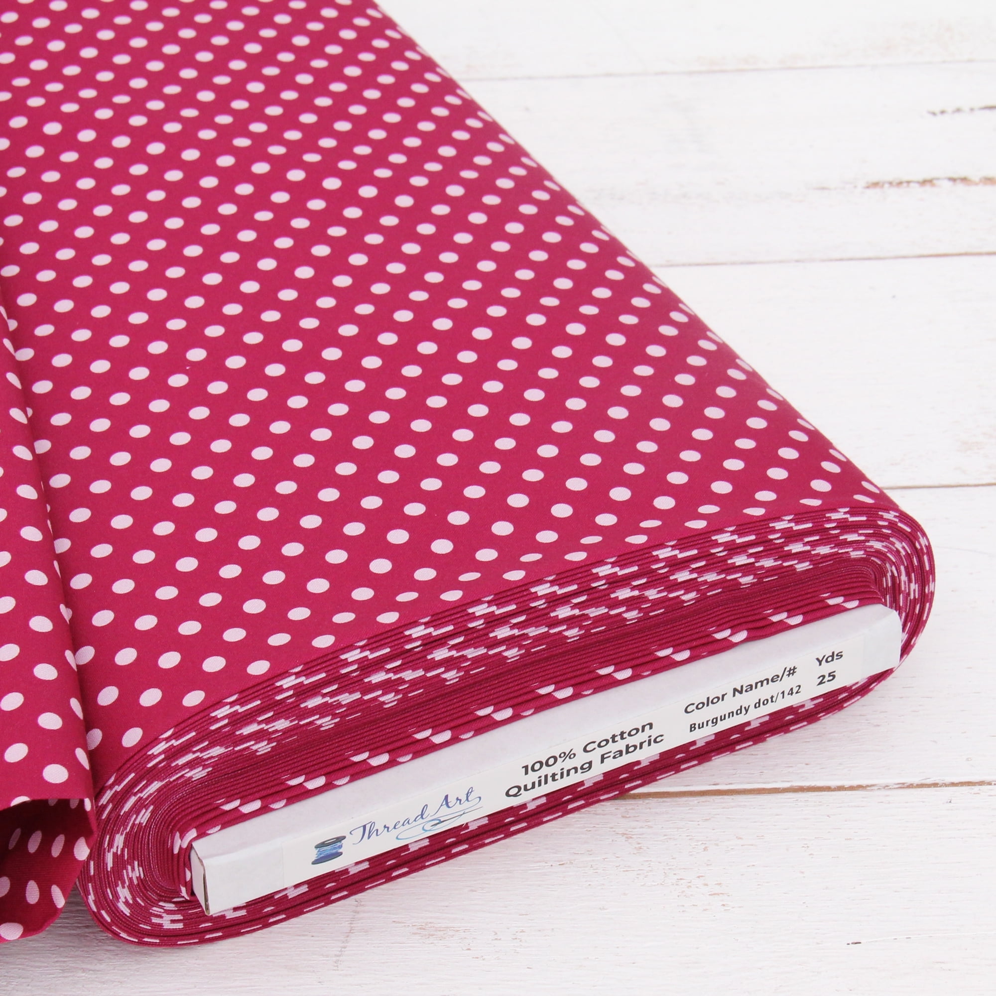 Threadart Cotton Quilting Fabric Sold By The Yard - Vintage Threads Collection - 44" Width - 100% Cotton - Quilting, Sewing, Crafts - Burgundy Dots