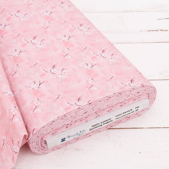 Threadart Cotton Quilting Fabric Sold By The Yard - Vintage Threads Collection - 44" Width - 100% Cotton - Quilting, Sewing, Crafts - Cherry Blossoms
