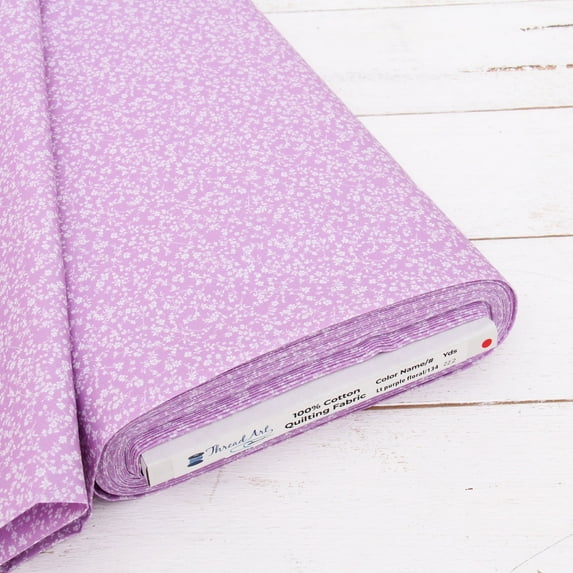 Threadart Cotton Quilting Fabric Sold By The Yard - Vintage Threads Collection - 44" Width - 100% Cotton - Quilting, Sewing, Crafts - Lavender Floral