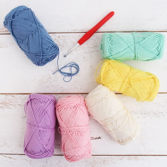 Threadart Crochet 100% Pure Cotton Size 2 Yarn Set | Frosting Colors | Pack of 6 Skeins Each 50 grams | Fine Yarn #2 Yarn | 165 yds per Skein