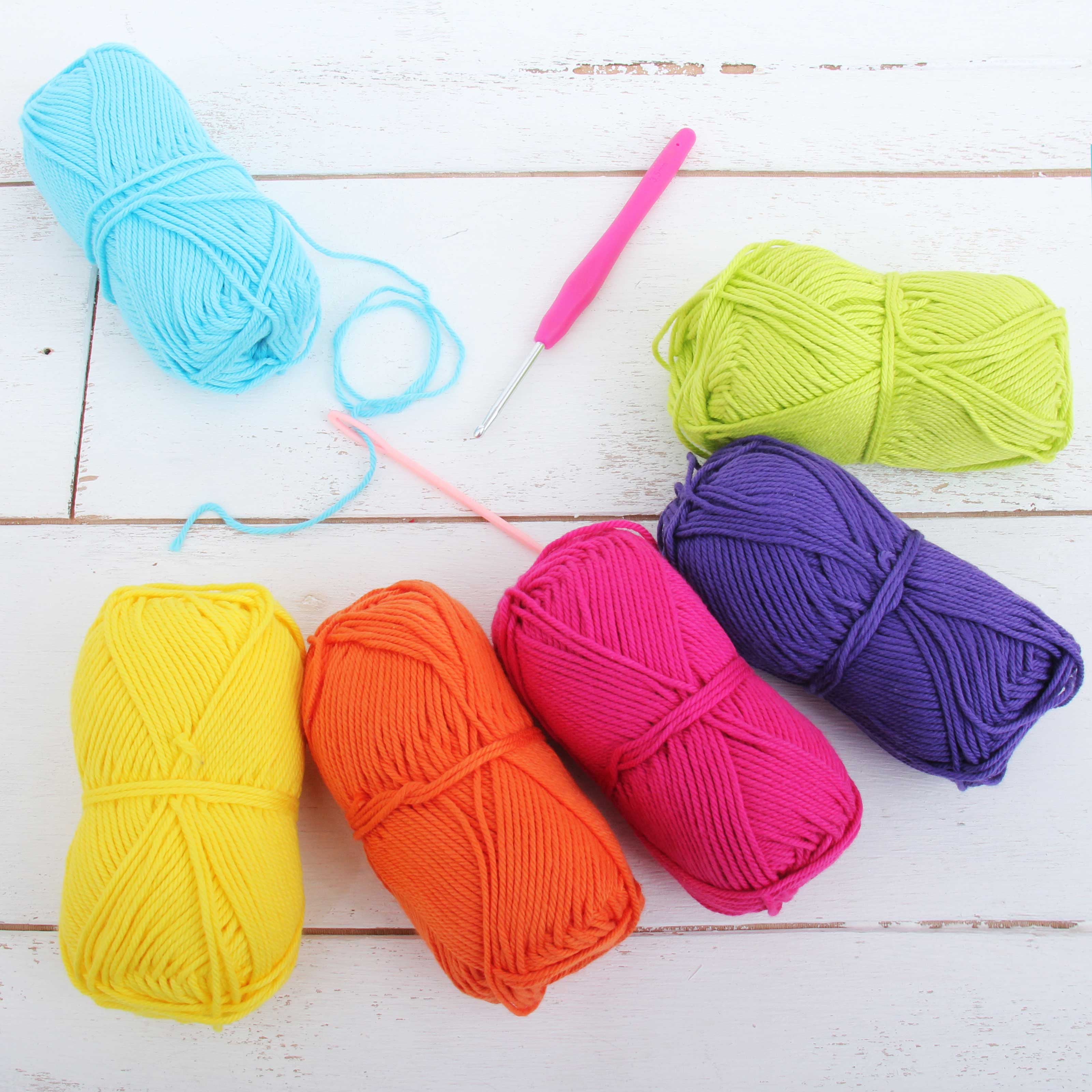 Threadart Crochet 100% Pure Cotton Size 4 Yarn Set | Confetti Colors | Pack of 6 Skeins Each 50 grams | Worsted Medium #4 Yarn | 85 yds per Skein
