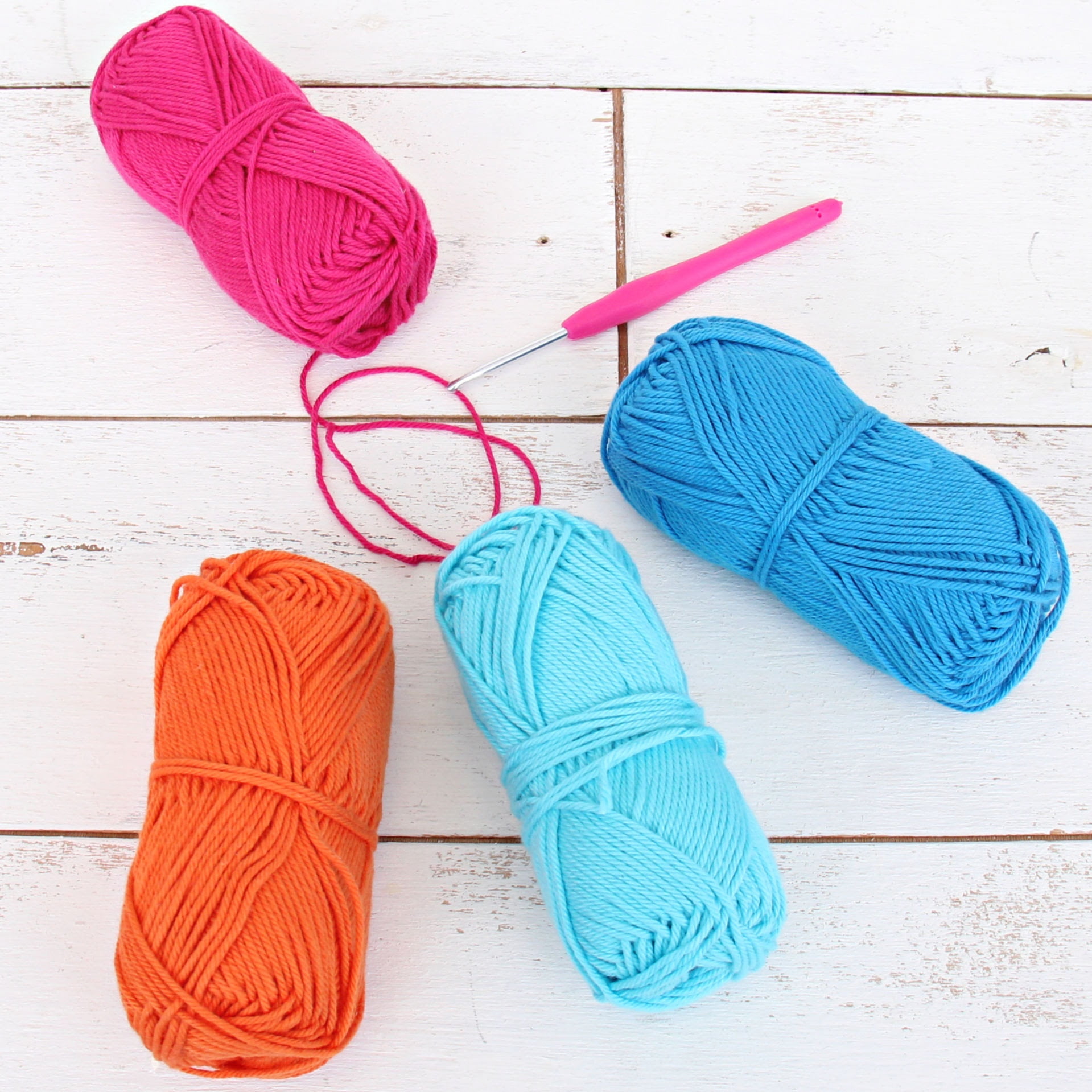 Threadart Crochet 100% Pure Cotton Size 4 Yarn Set | Electric Pop Colors | Pack of 4 Skeins Each 50 grams | Worsted Medium #4 Yarn | 85 yds per Skein
